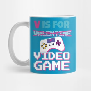 Funny Valentine V Is For Video Game - Retro Controller Mug
